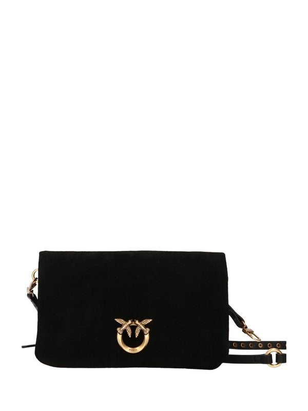 Pochette love bag click soft horizontal mini in pelle scamosciata
