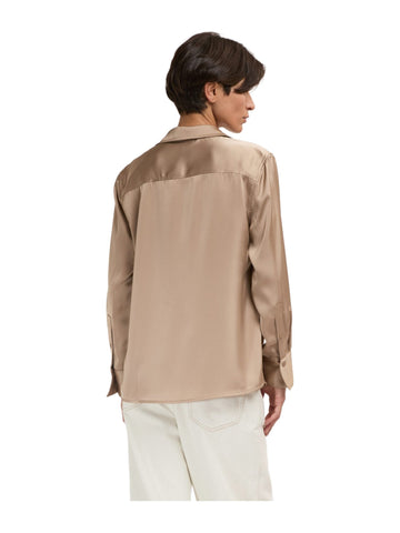 Blusa a Maniche Lunghe con Collo Classico Fluida