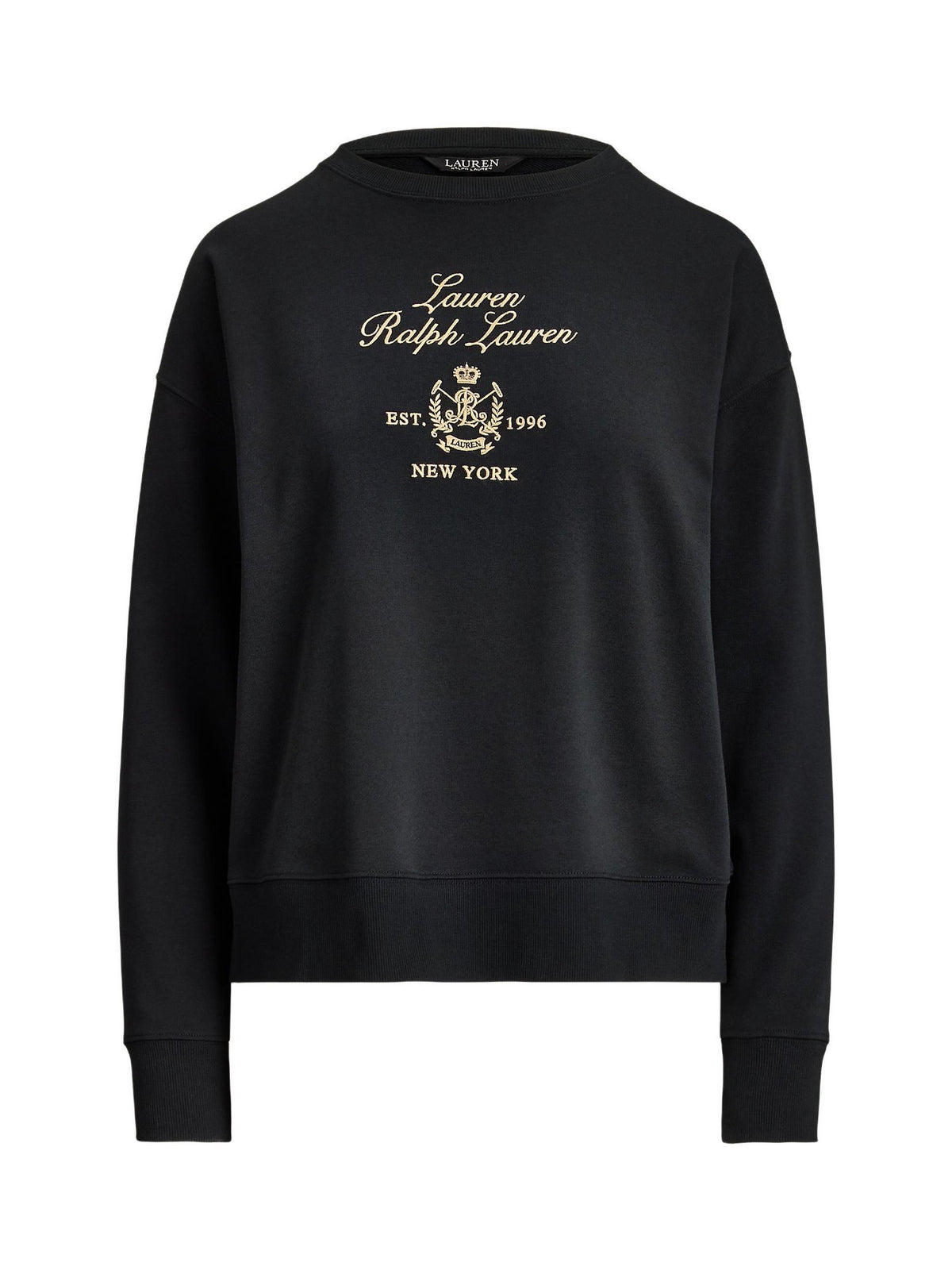 Maglione in spugna francese con stemma ricamato
