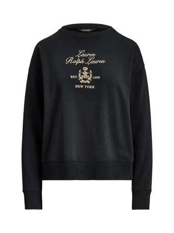 Maglione in spugna francese con stemma ricamato