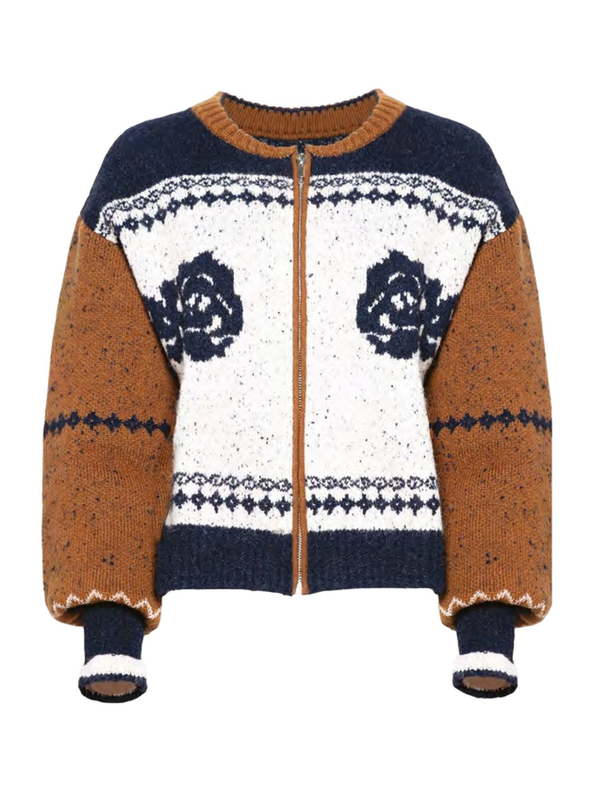 Cardigan con Motivo Jacquard Floreale