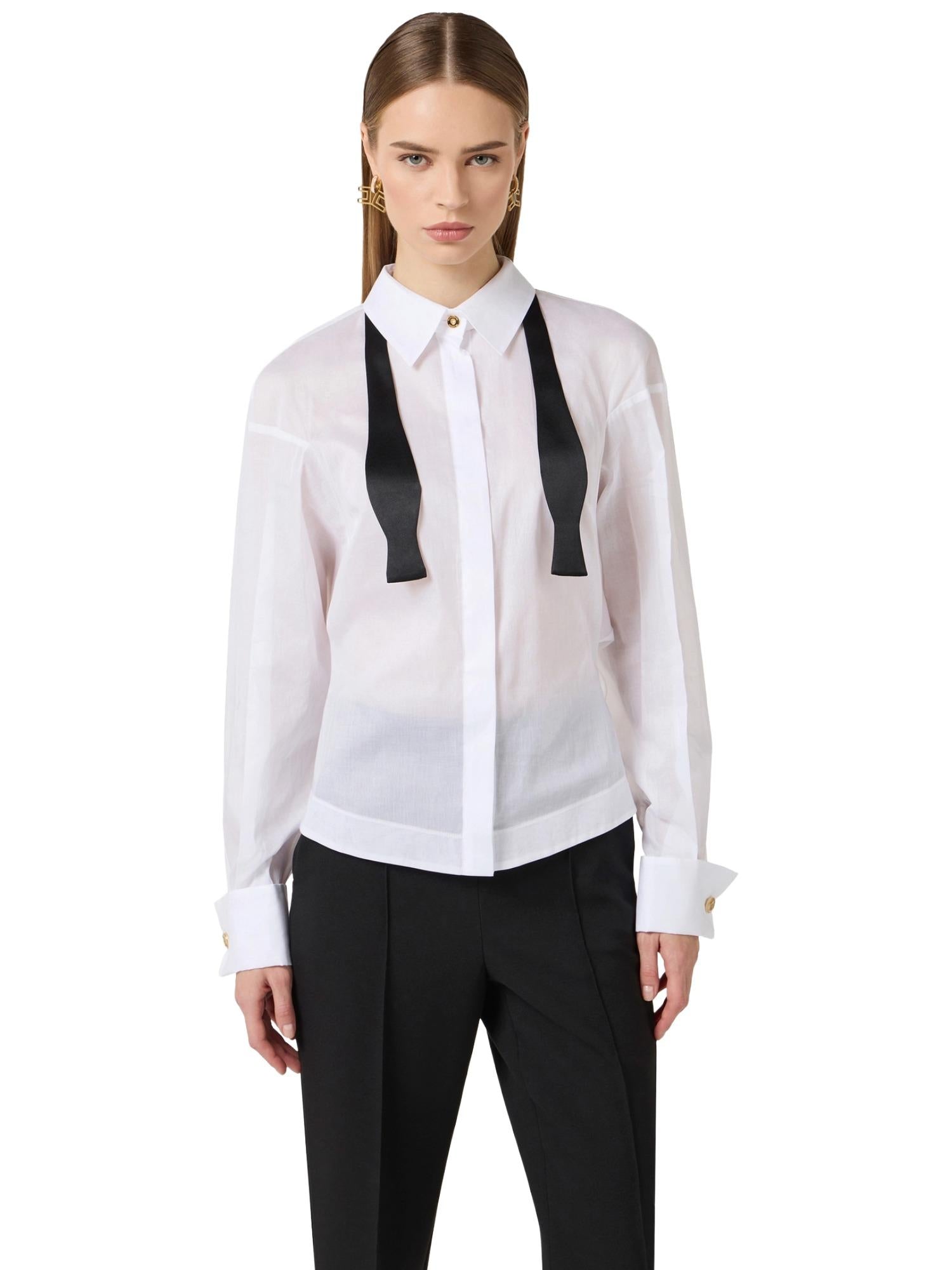 Elisabetta Franchi Camicia in voile con papillon
