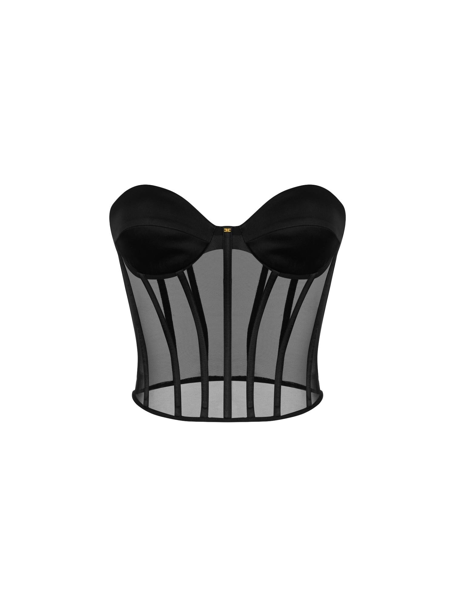 Elisabetta Franchi Top bustier in tulle e satin
