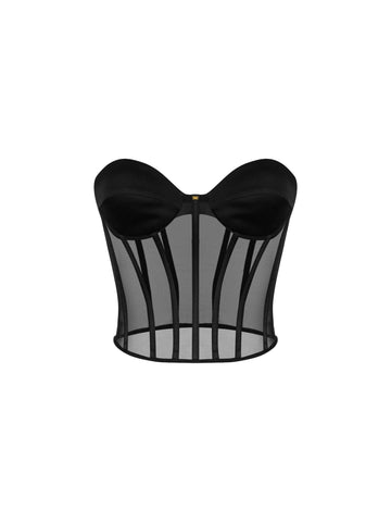 Elisabetta Franchi Top bustier in tulle e satin
