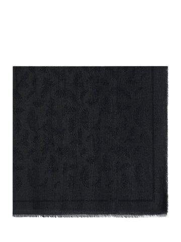 Foulard in lurex con tema piume