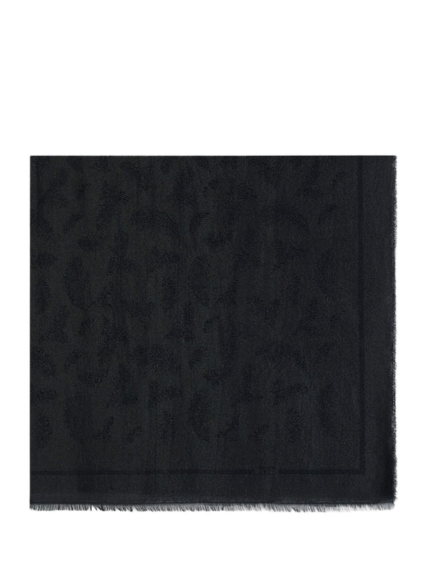 Foulard in lurex con tema piume