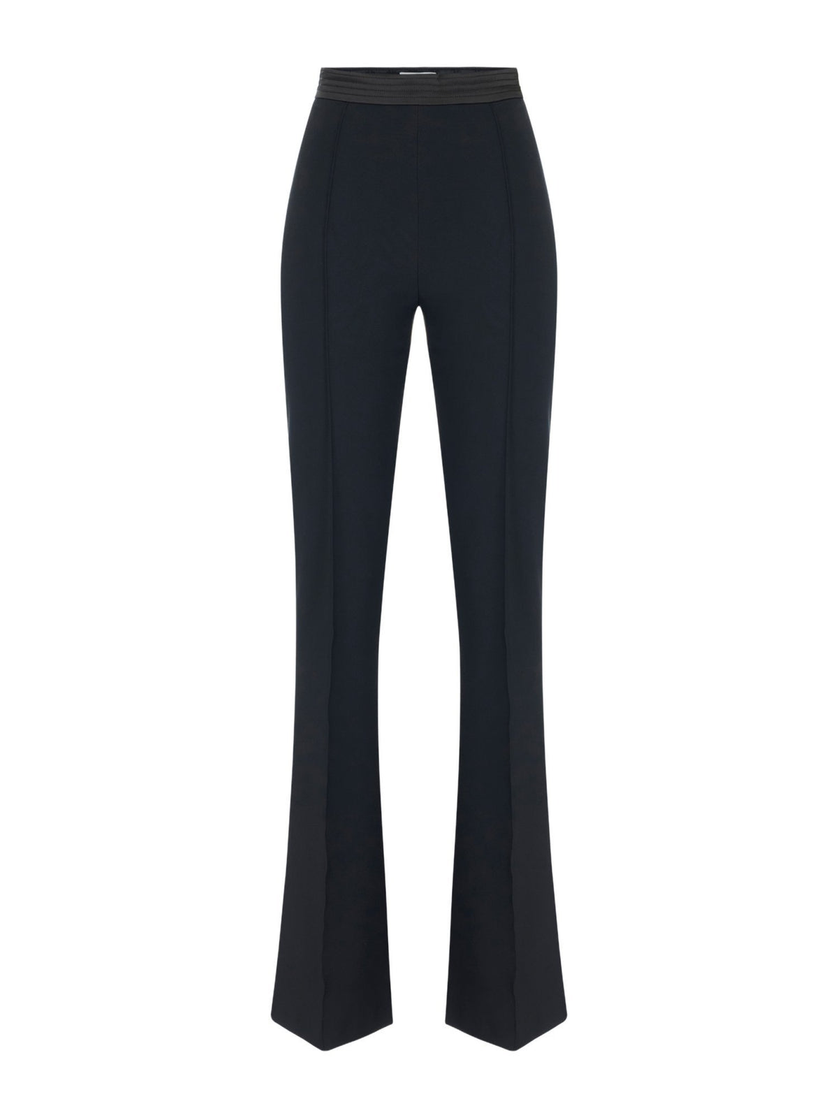 Pantaloni in doppio crêpe stretch e raso