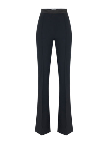 Pantaloni in doppio crêpe stretch e raso