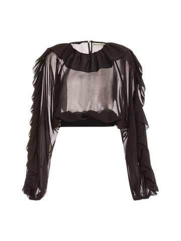 Camicia Corta Trasparente con Volant