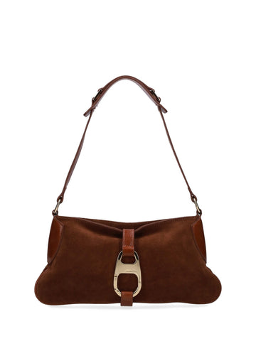 Borsa a Spalla Effetto Suede con Fibbia Dorata