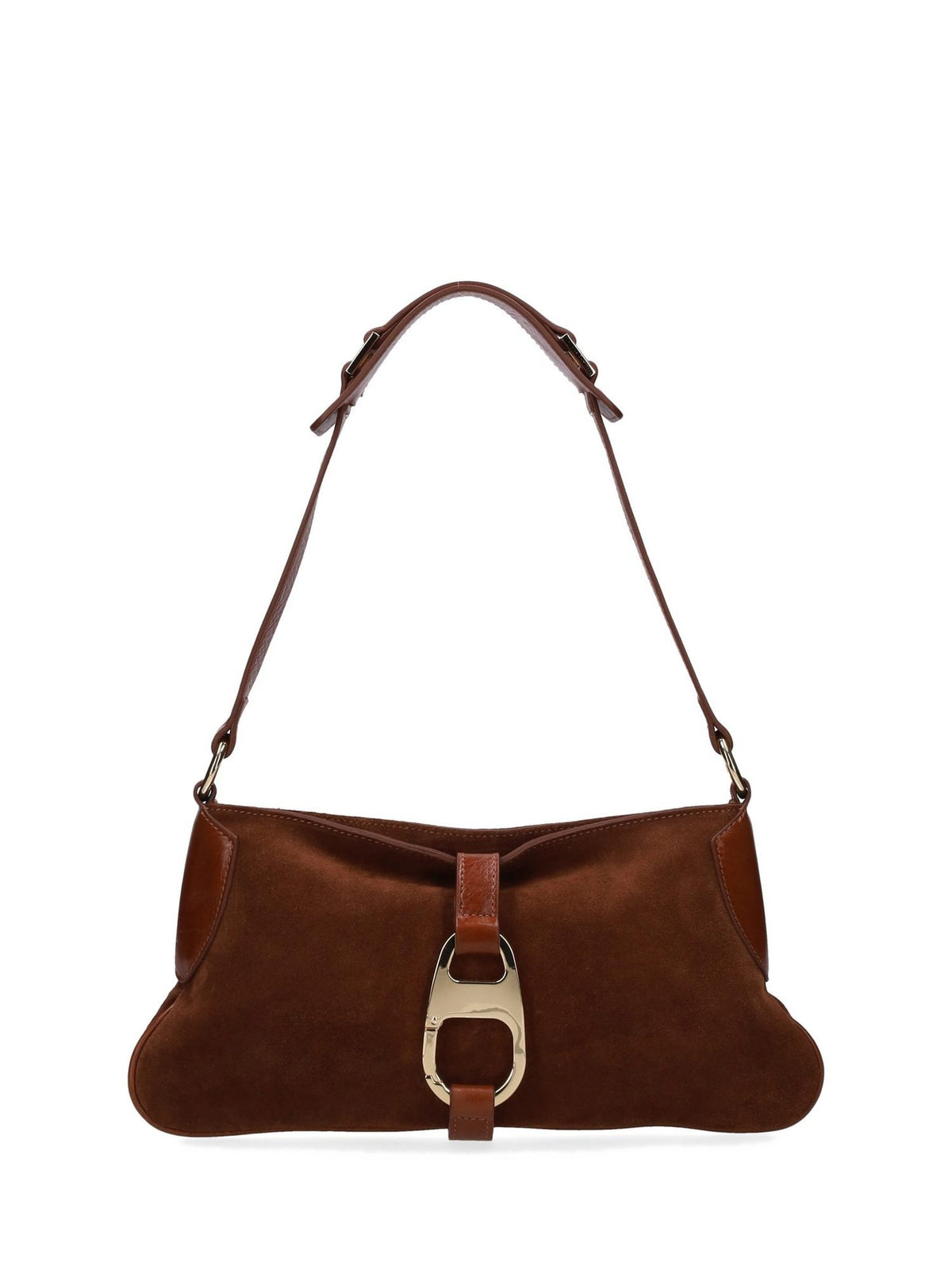 Borsa a Spalla Effetto Suede con Fibbia Dorata