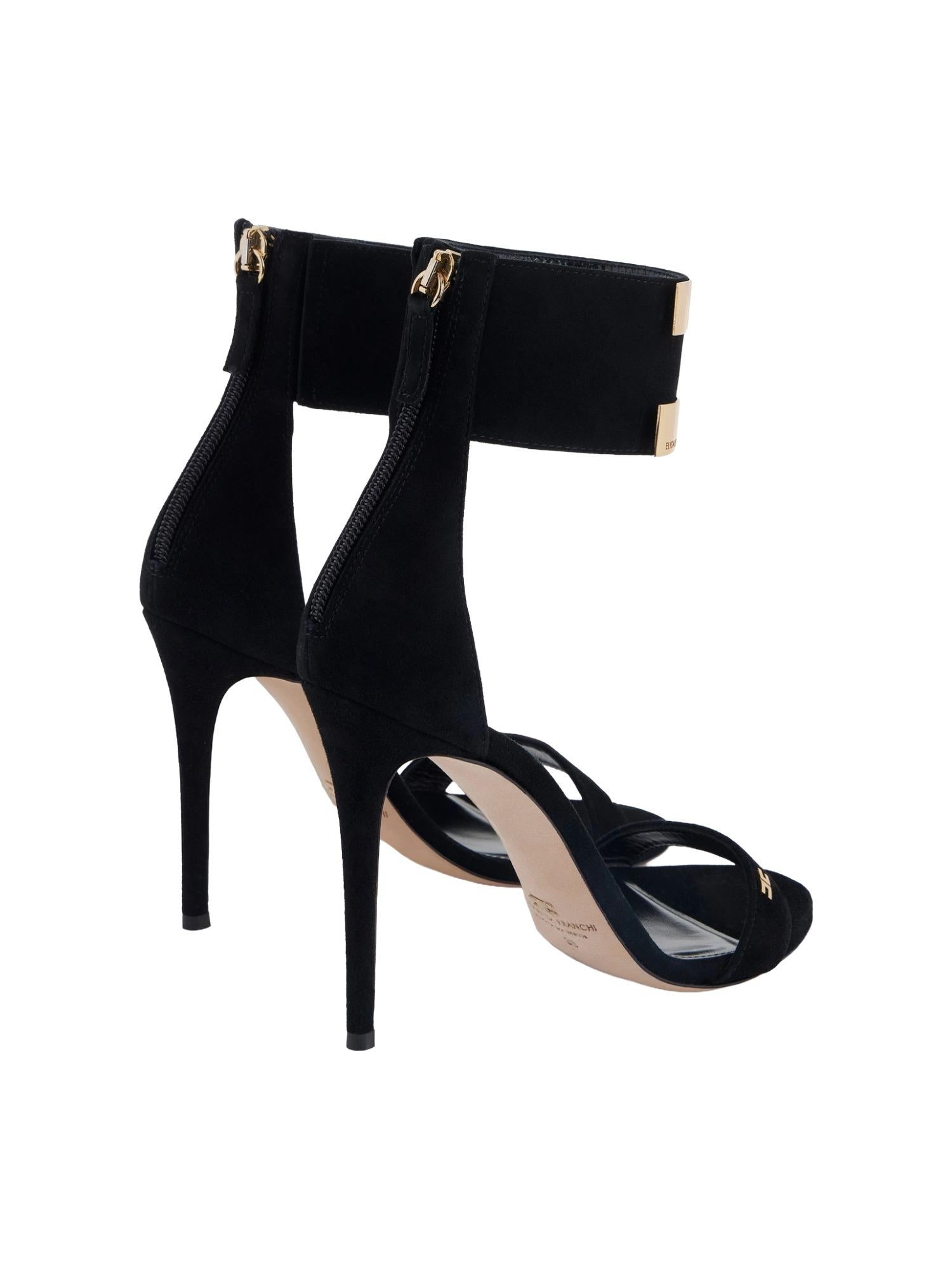 Elisabetta Franchi Sandali in suede con logo gioiello 10,5 cm