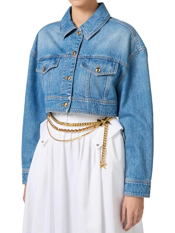 Elisabetta Franchi Giubbino di jeans crop