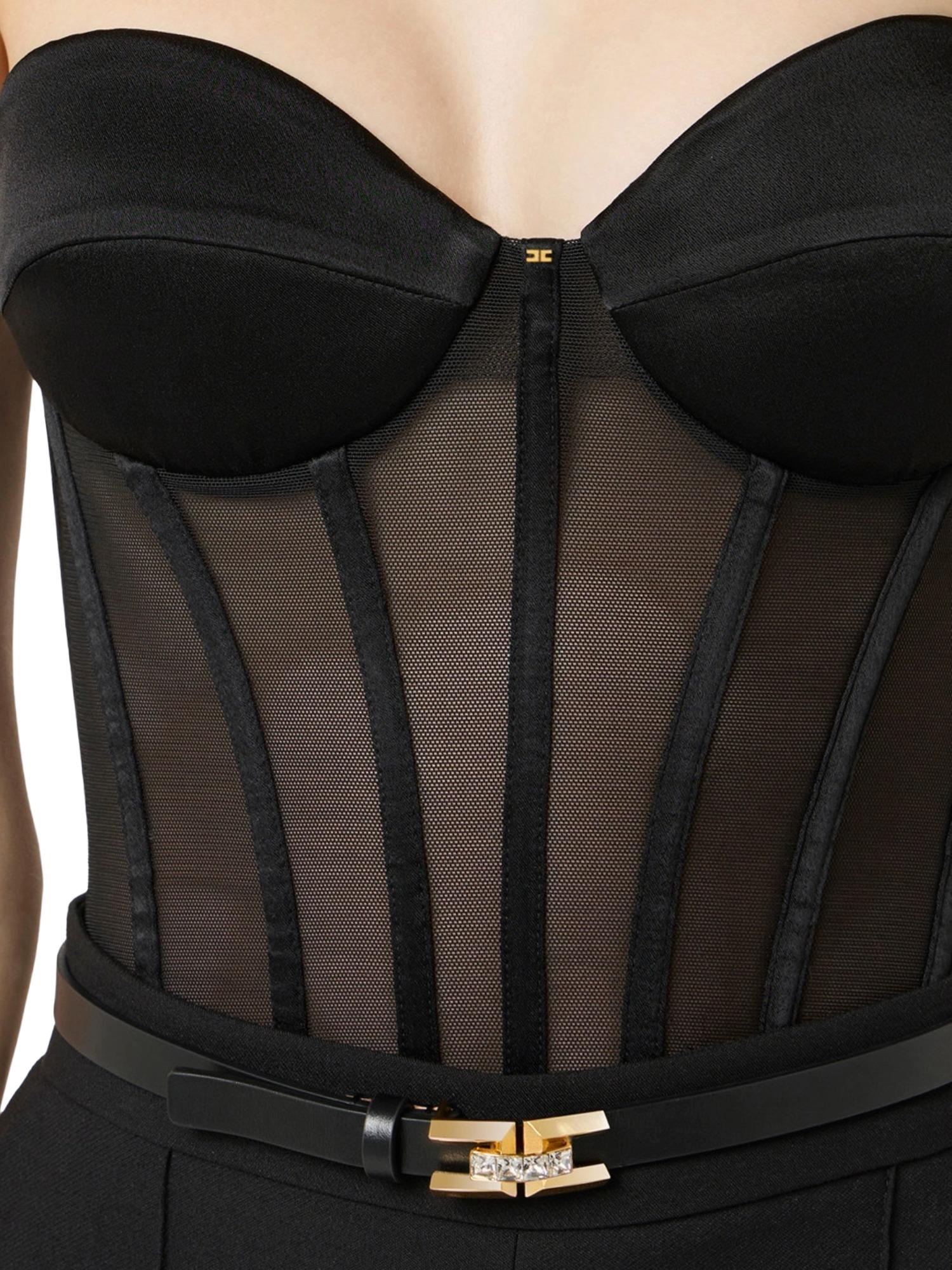 Elisabetta Franchi Top bustier in tulle e satin