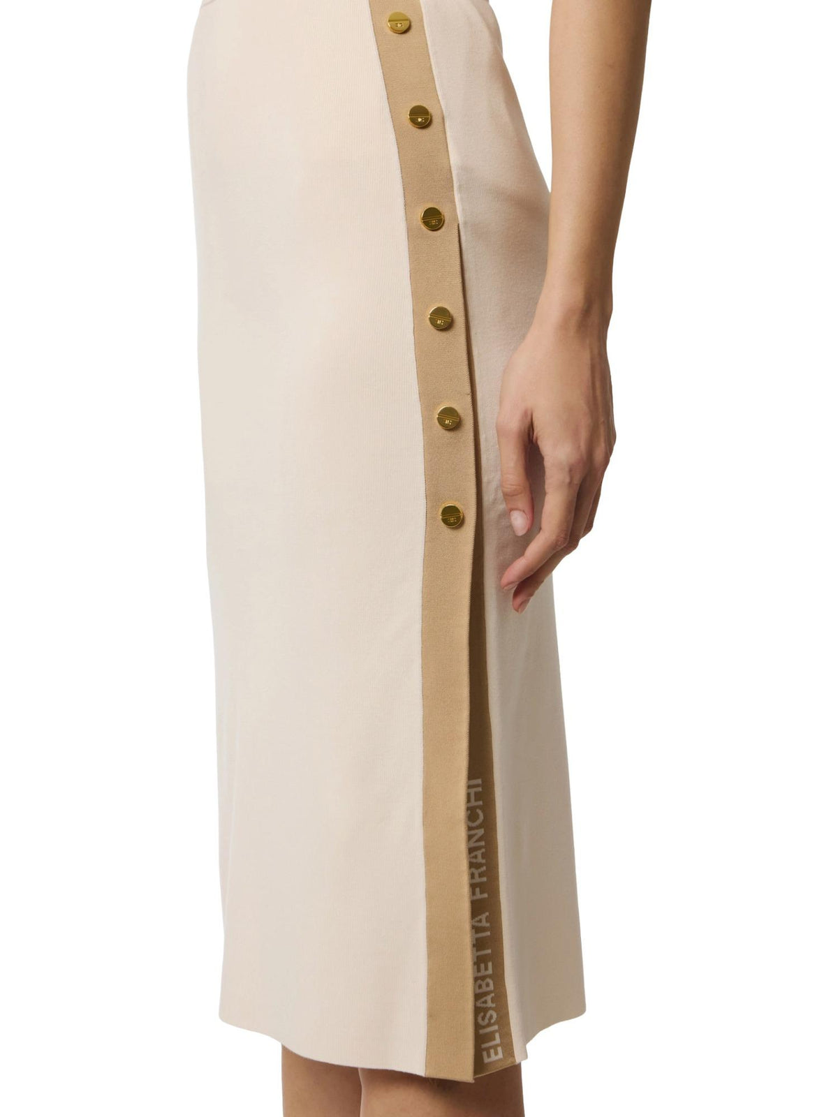 Elisabetta Franchi Gonna in maglia con bottoni oro