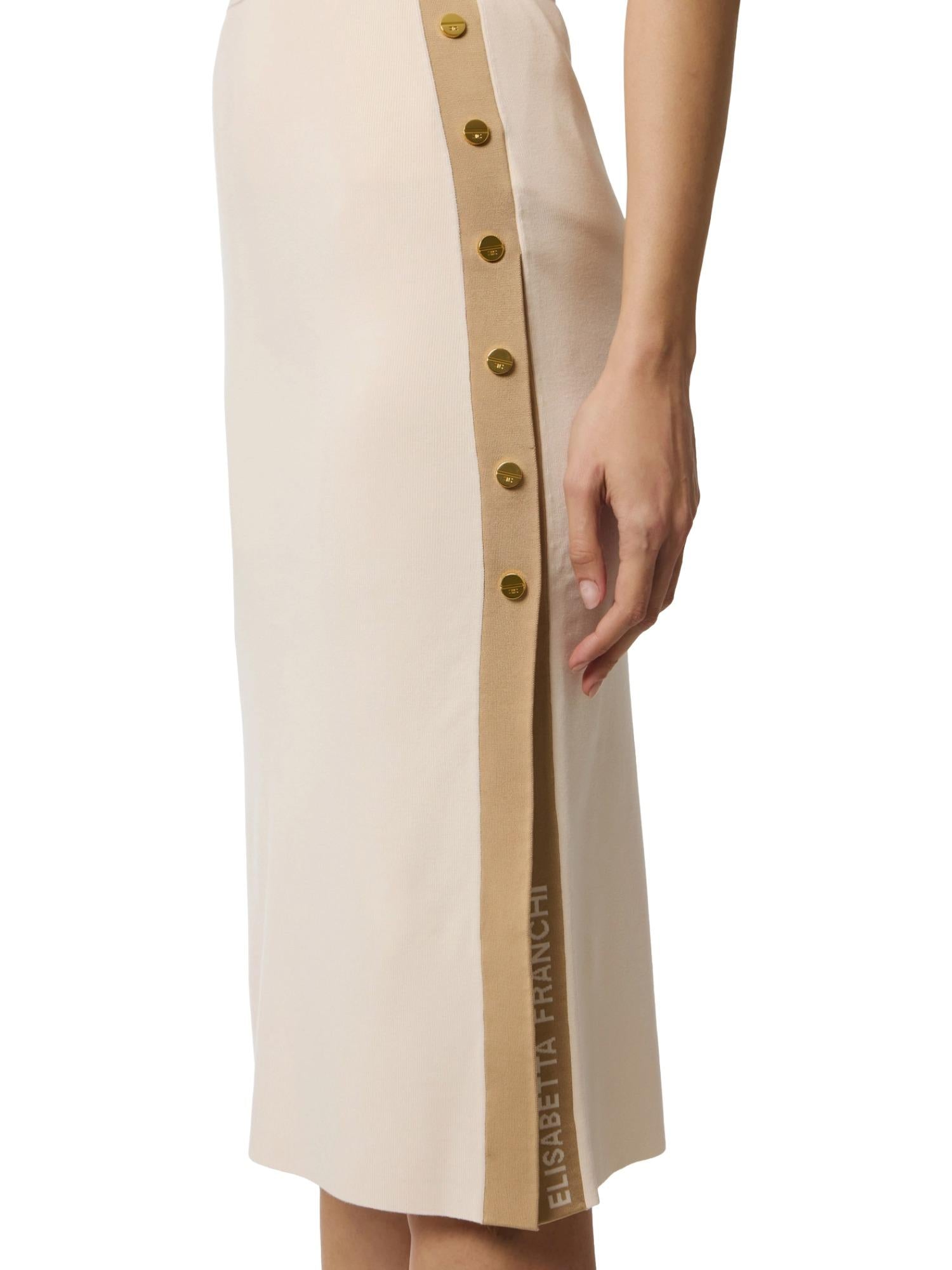 Elisabetta Franchi Gonna in maglia con bottoni oro