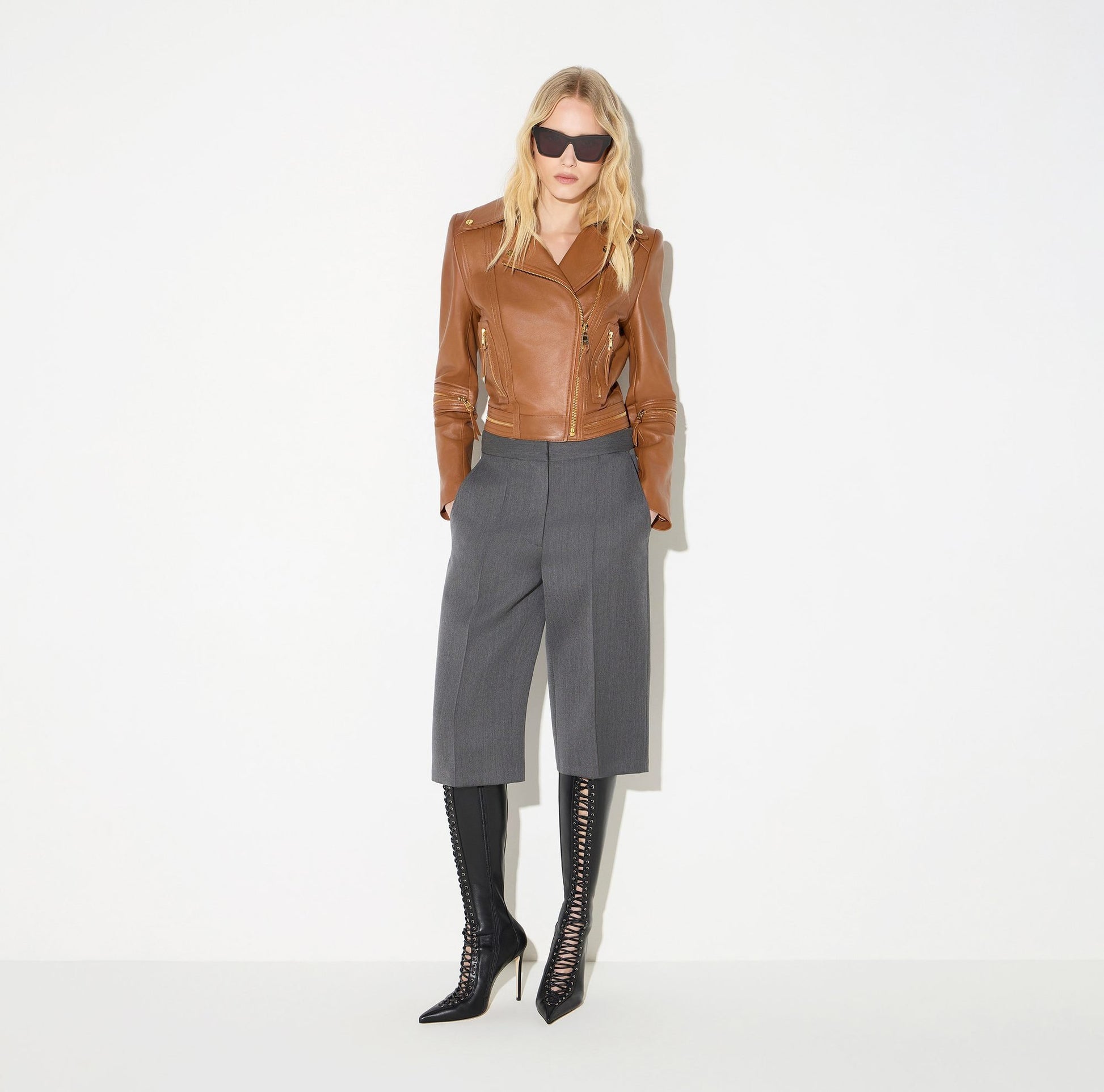 Giacca biker in pelle