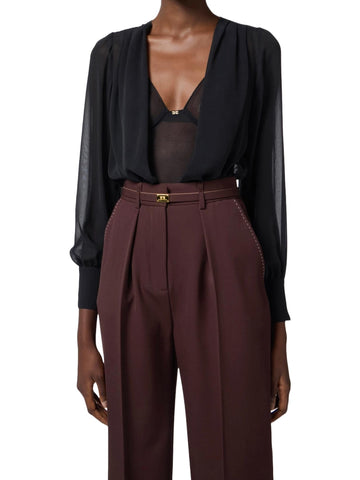 Elisabetta Franchi Body in tulle e seta