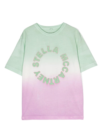 Stella McCartney T-shirt gradient con logo in spugna