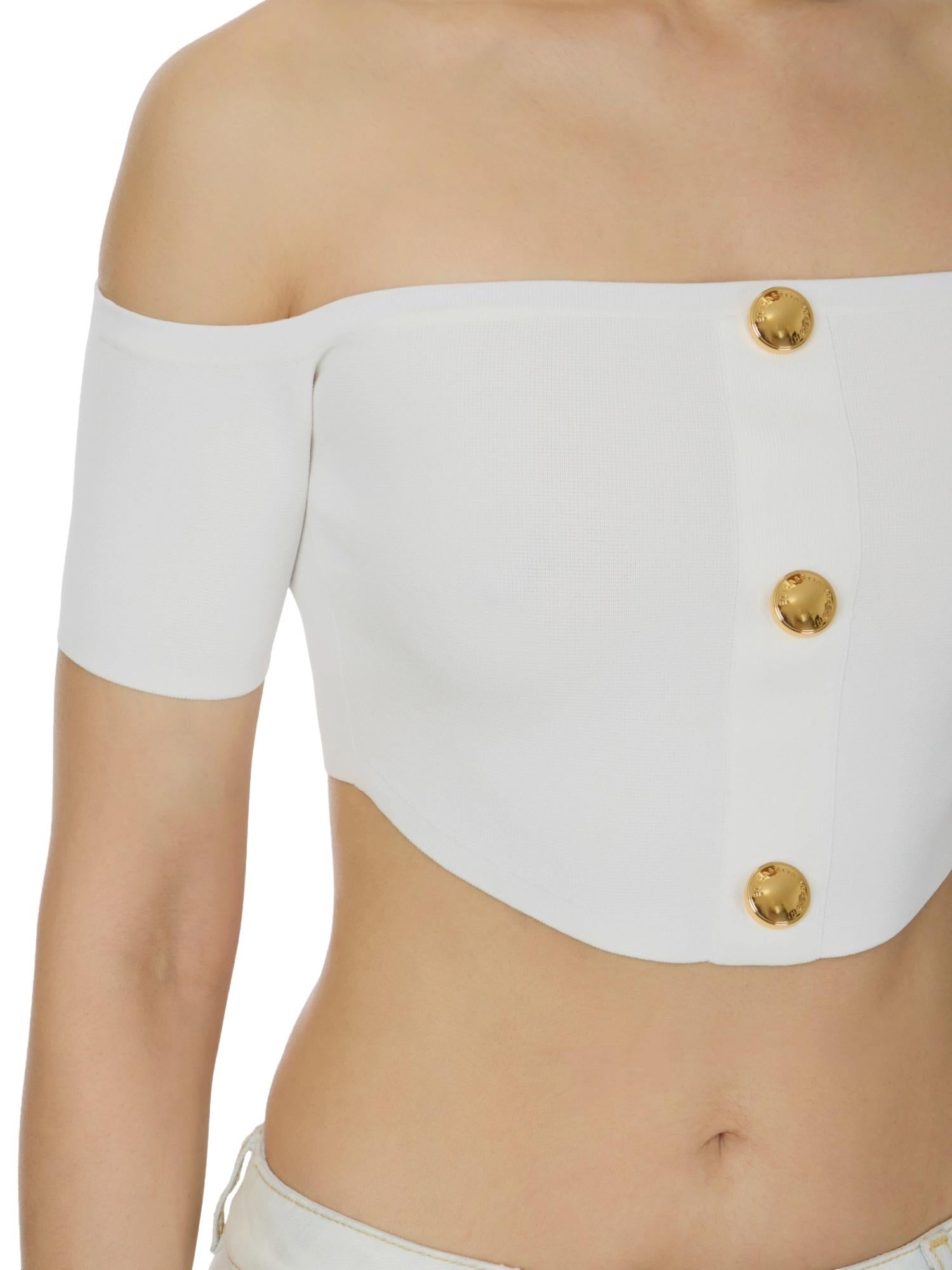Elisabetta Franchi Top con bottoni gioiello