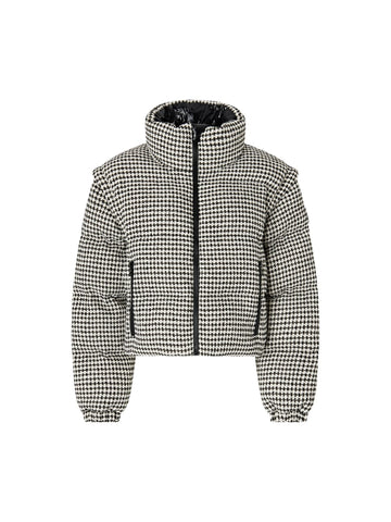 Piumino Regular in Tweed con Maniche Staccabili