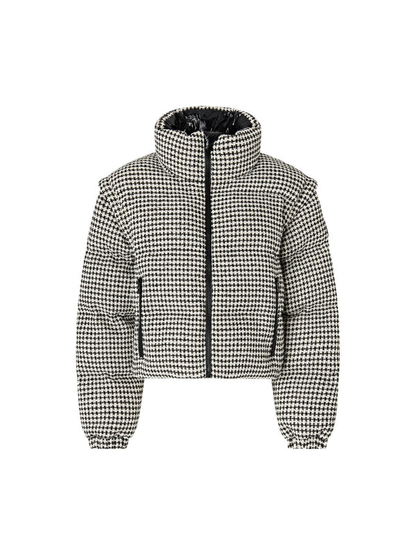 Piumino Regular in Tweed con Maniche Staccabili