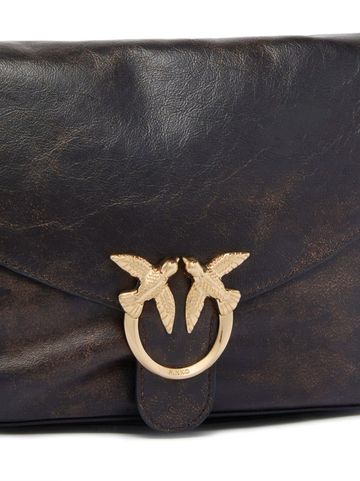 Borsa a Tracolla in Pelle Liscia con Fibbia Logo Love Birds