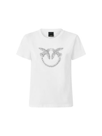 Pinko T-shirt con perle e cristalli Quentin