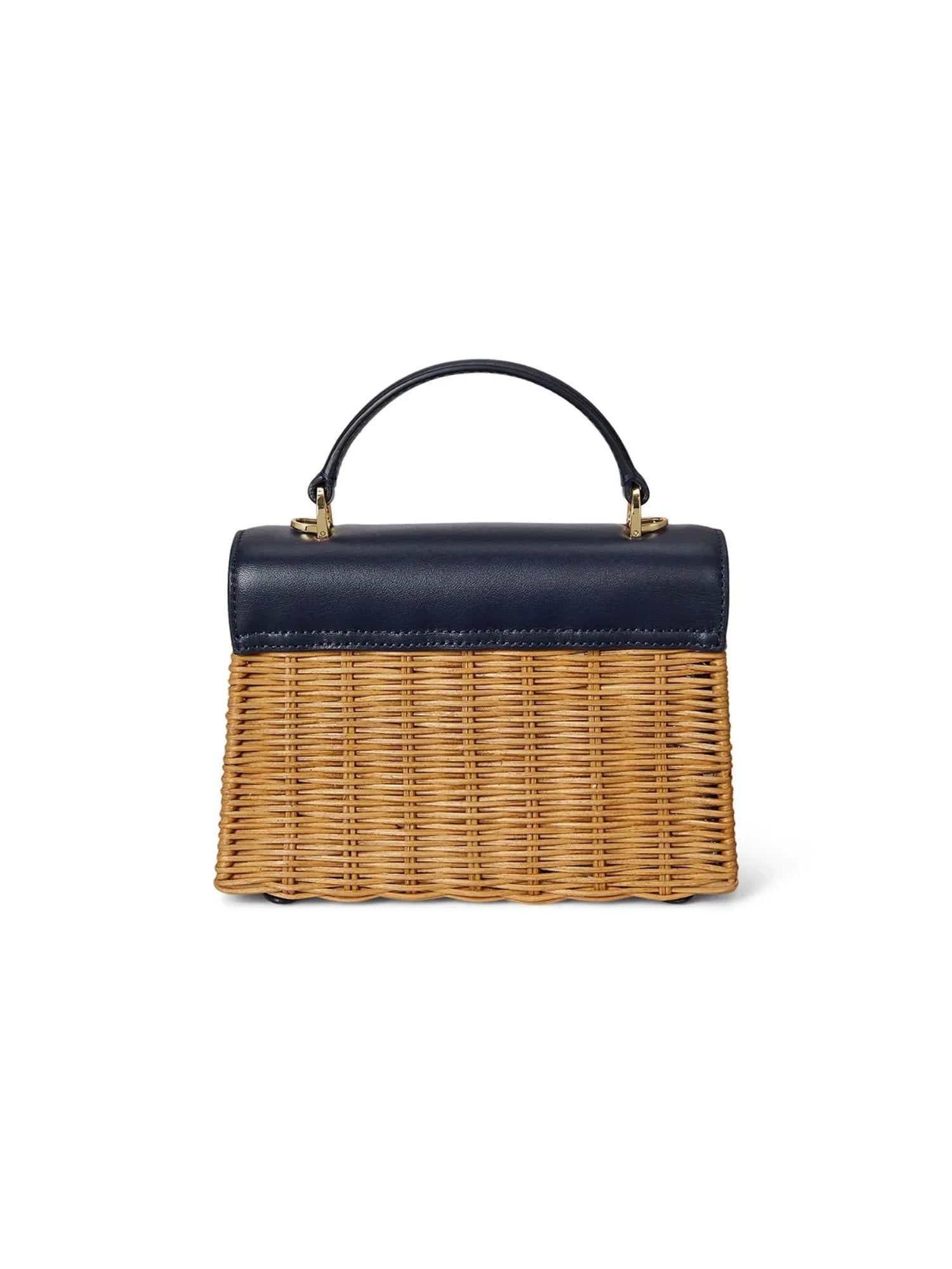 Lauren Ralph Lauren tas van leer en stro Farrah