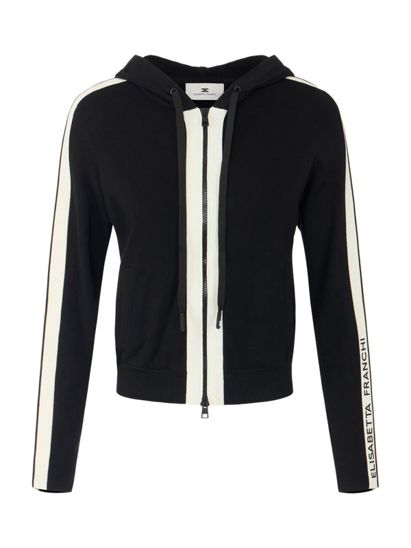 Felpa in maglia bicolore con logo
