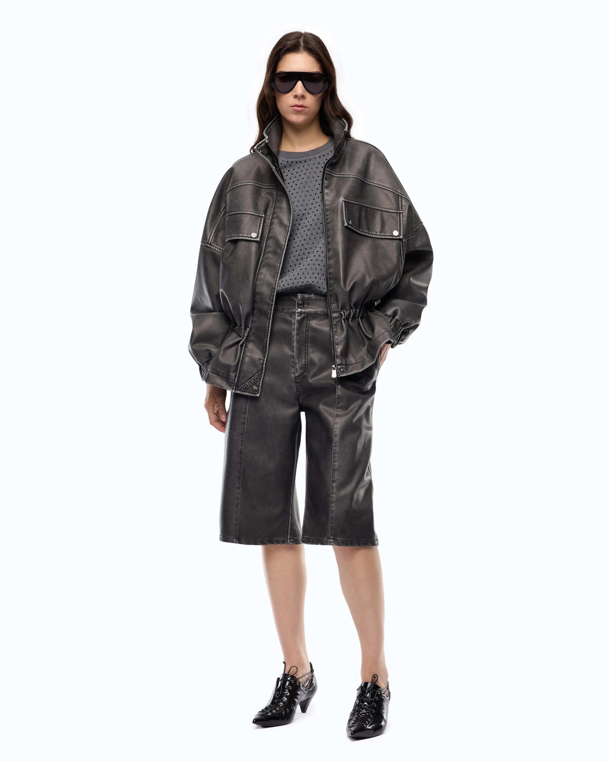 Pinko Caban Oversize in Tela Spalmata donna