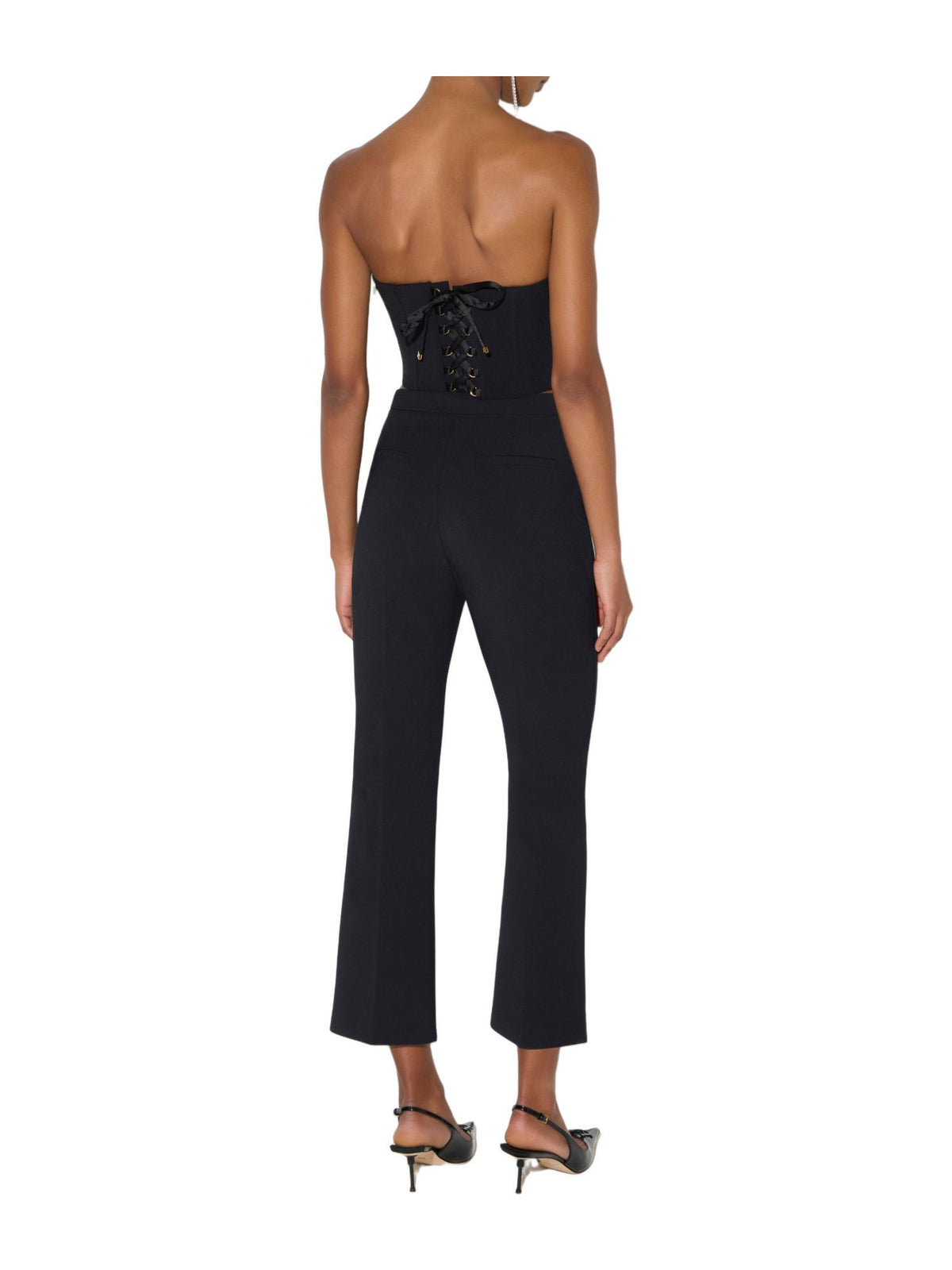 Pantaloni in doppio crêpe stretch con dettaglio gioiello