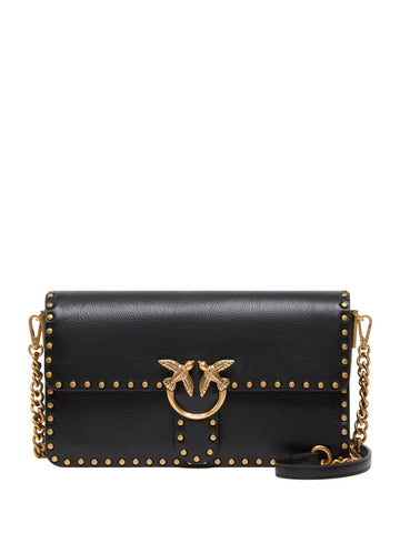 Borsa a tracolla media love one slouchy in pelle con borchie