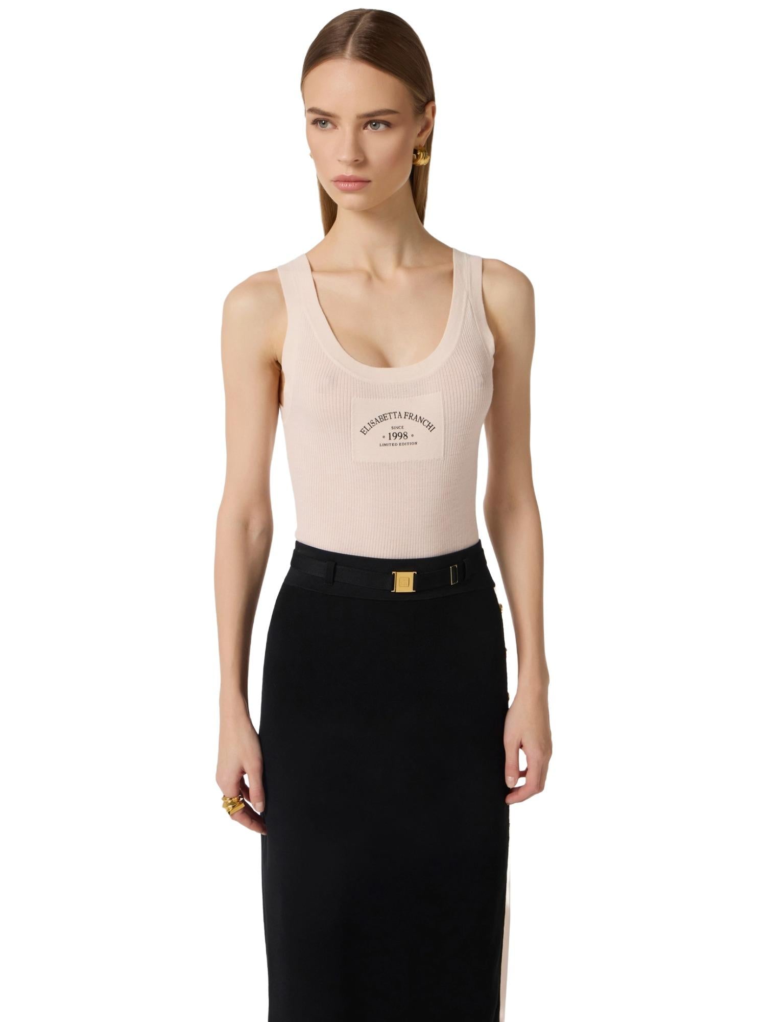 Elisabetta Franchi Canotta in lana con logo