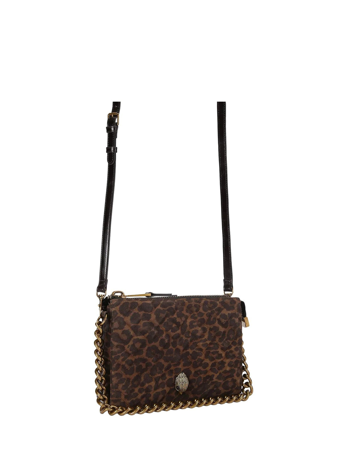 Borsa a tracolla kensington 3 pouch in pelle con stampa leopardata