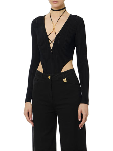 Elisabetta Franchi Body in maglia con dettaglio gioiello