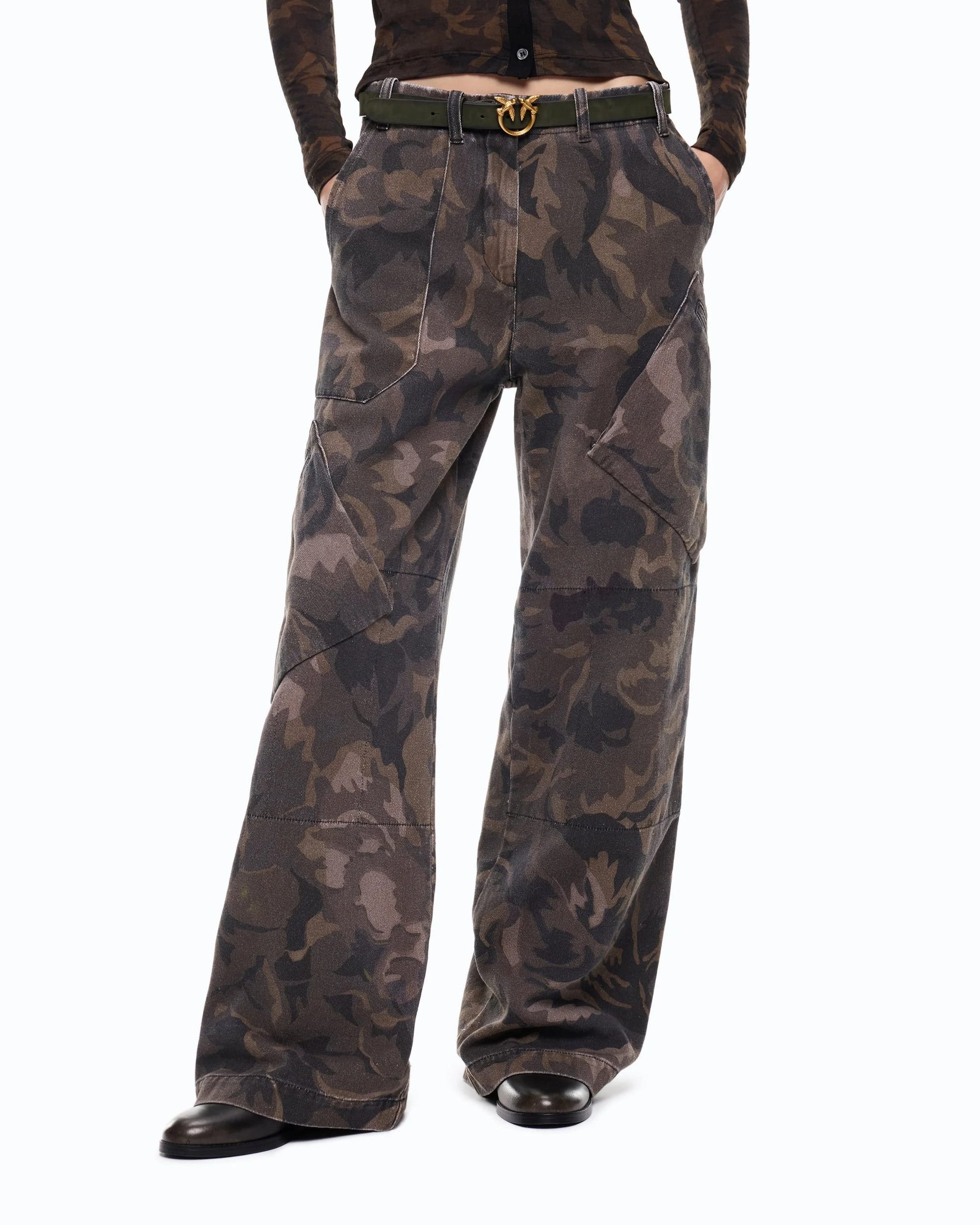 Pinko Pantalone Palazzo in Gabardina di Cotone donna