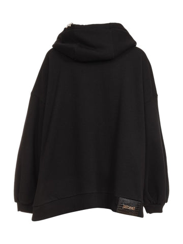 Felpa Oversize con Cappuccio e Zip Dorata