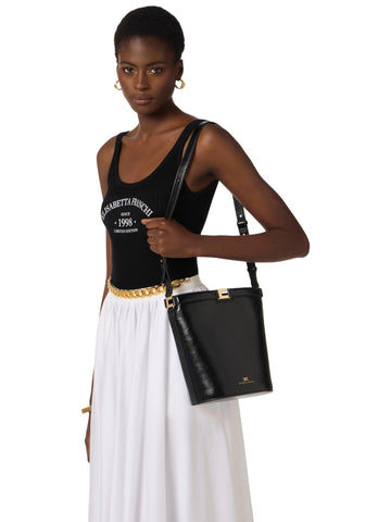 Elisabetta Franchi Borsa a secchiello effetto naplak