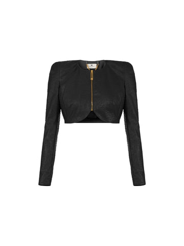 Elisabetta Franchi Giacca crop con stampa struzzo