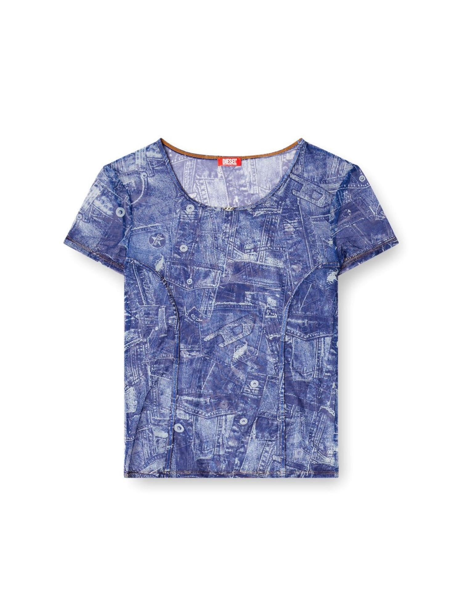 Diesel T-shirt con stampa denim Kasia-Dnm