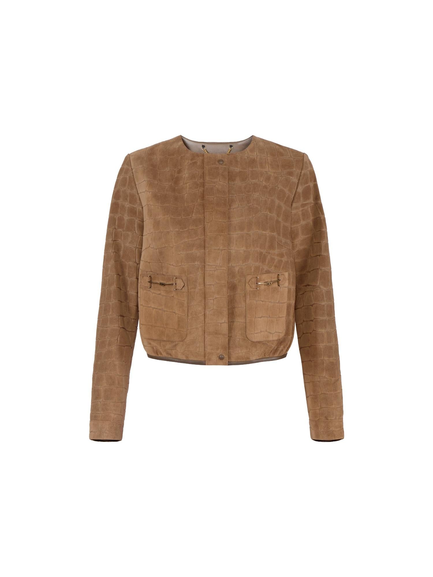 Elisabetta Franchi Giubbino in suede con stampa alligatore