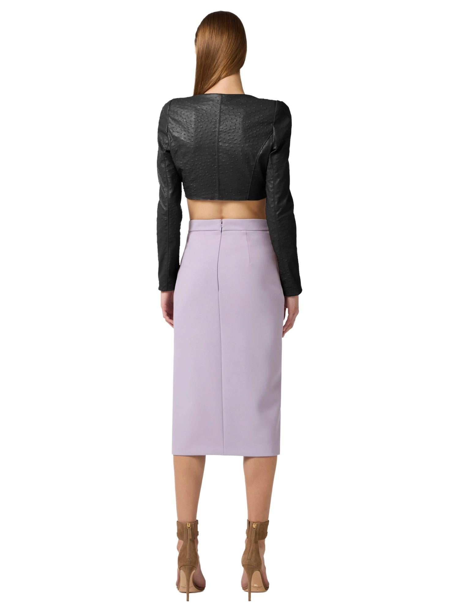 Elisabetta Franchi cropped jas met struisvogeldessin