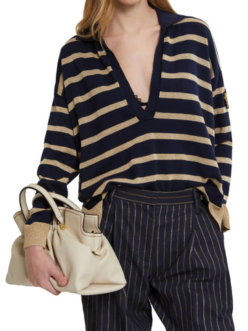 Ermanno Firenze Polo a righe con scollo a V