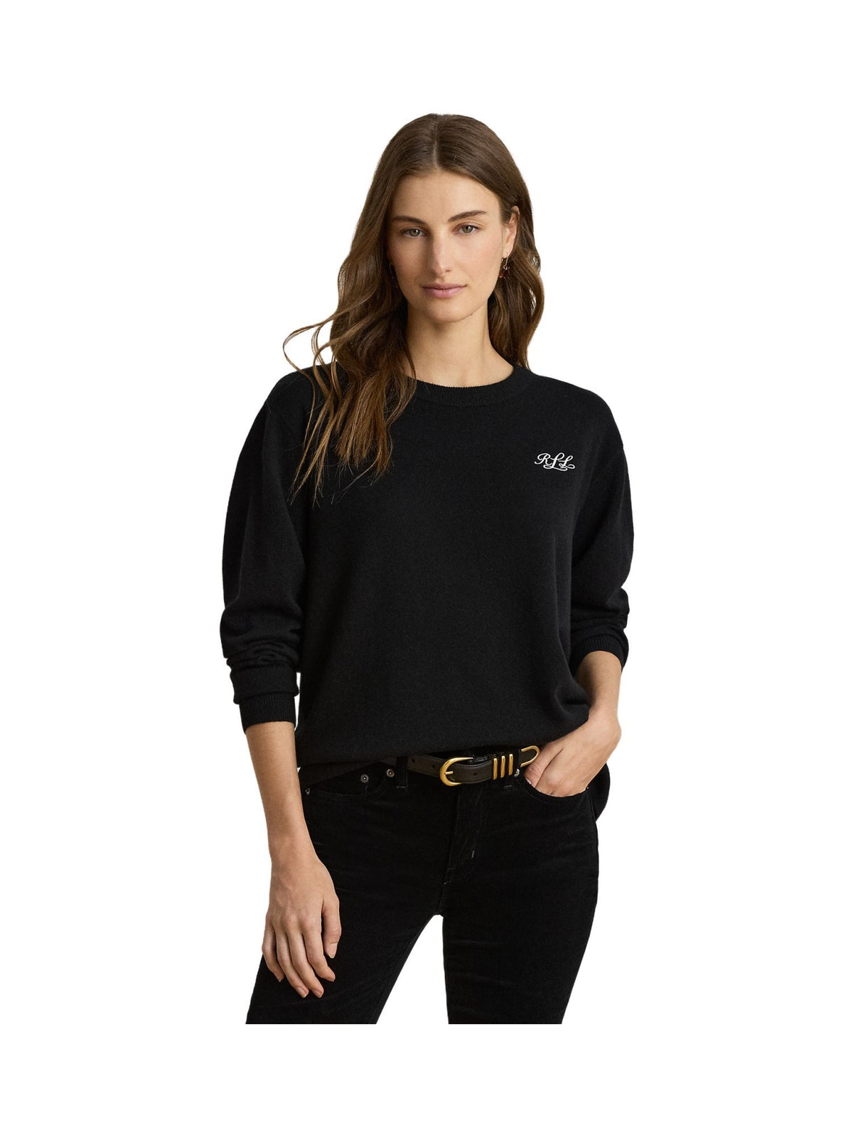 Maglione girocollo in cashmere ricamato