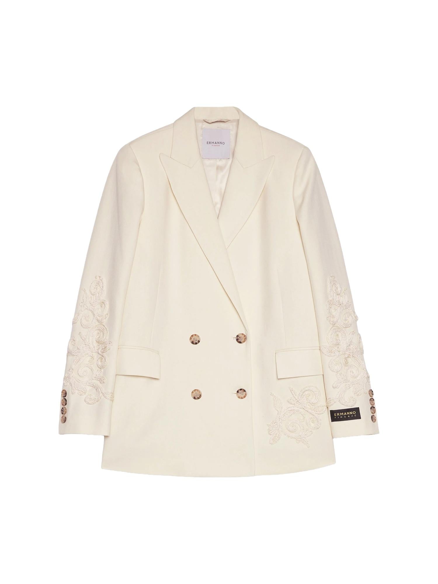 alt
Ermanno Firenze Dubbelrijige blazer met cornely-borduursels