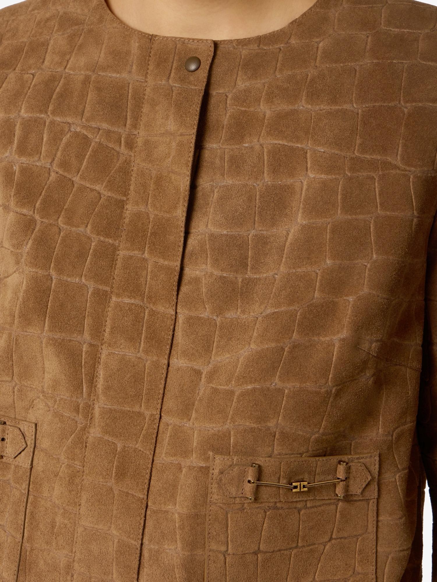 Elisabetta Franchi Giubbino in suede con stampa alligatore