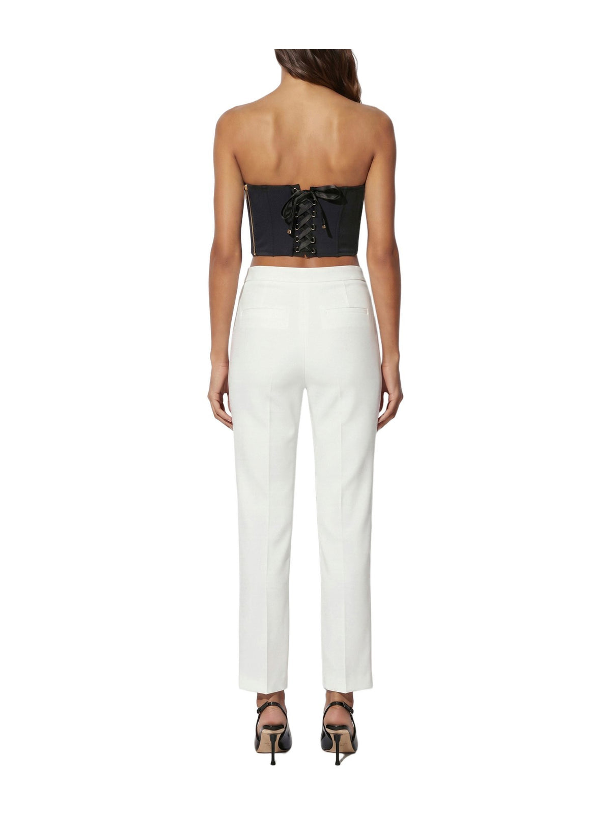 Pantaloni in doppio crêpe stretch con dettaglio gioiello