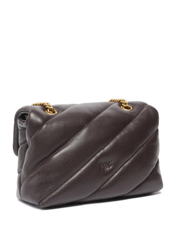 Borsa a tracolla mini Love Bag Puff in nappa trapuntata con fibbia gioiello