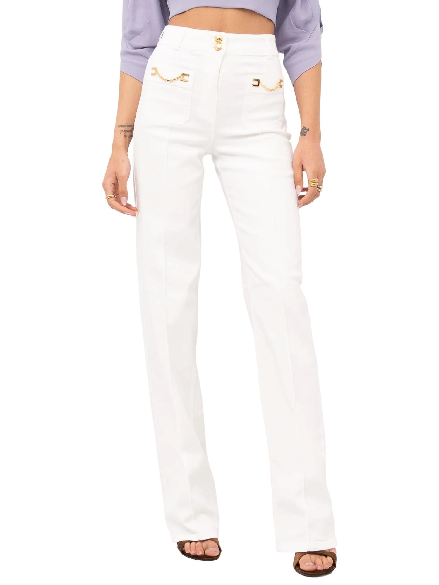 Elisabetta Franchi Jeans dritto con logo gioiello